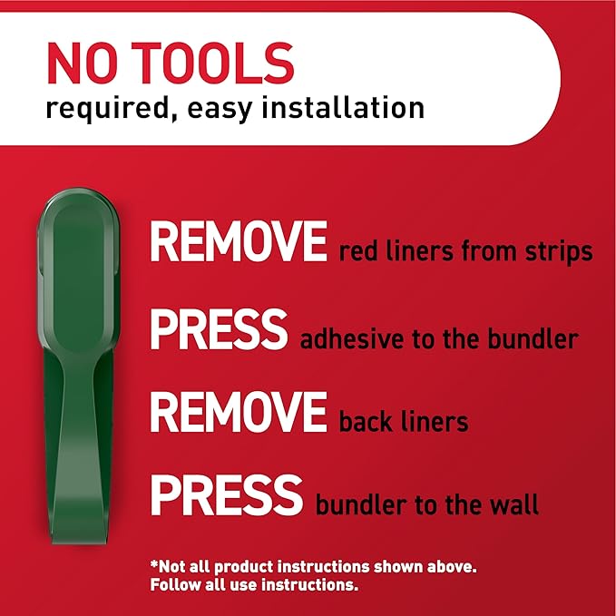 Command Garland Holder, Fireplace Mantle Garland Holder for Displaying Garlands, Wreaths, and Holiday Decor Without Leaving Damage, Holes, or Residue, Holds 2lbs, Green, 6 Pack