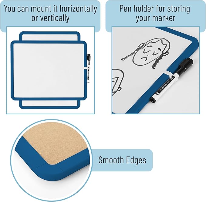 Mr. Pen- Dry Erase Board, 14” x 11” with a Black Dry Erase Marker, Small Mini White Board for Students, Back to School Supplies