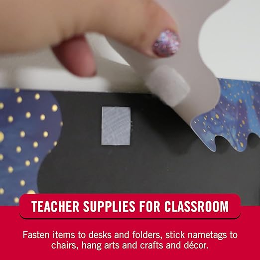 VELCRO Brand Mounting Squares | Square Dots with Adhesive 200pk, 7/8" White | Sticky Back Hook and Loop for Teacher Supplies, Office Organization (30705)