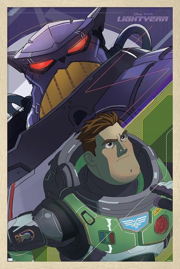Trends International Disney Pixar Lightyear - Buzz and Zurg Wall Poster, 22.4L x 14.7W, Blonde Framed Version