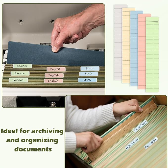 100 Pcs Hanging File Folder Tab Inserts 2 Inch Colored Blank File Tab Hanging File Folders Labels Paper Inserts Thick 300Gsm Cardstock for 2 Inch Hanging Folder Tab