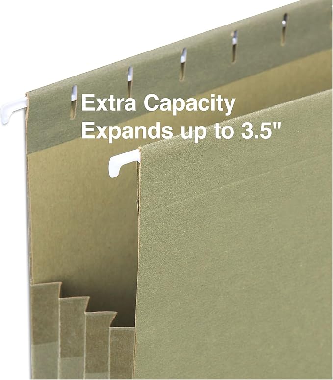 Staples Hanging File Pockets, Letter Size, 3.5" Expansion, Straight‑Cut, Standard Green – 4/Box