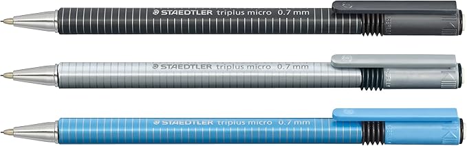 STAEDTLER Triplus Micro Mechanical Pencils 0.7mm HB #2, Ergonomic, 3-Pack with Twist-Top Eraser, Drawing & Drafting Tools, Break-Resistant Lead
