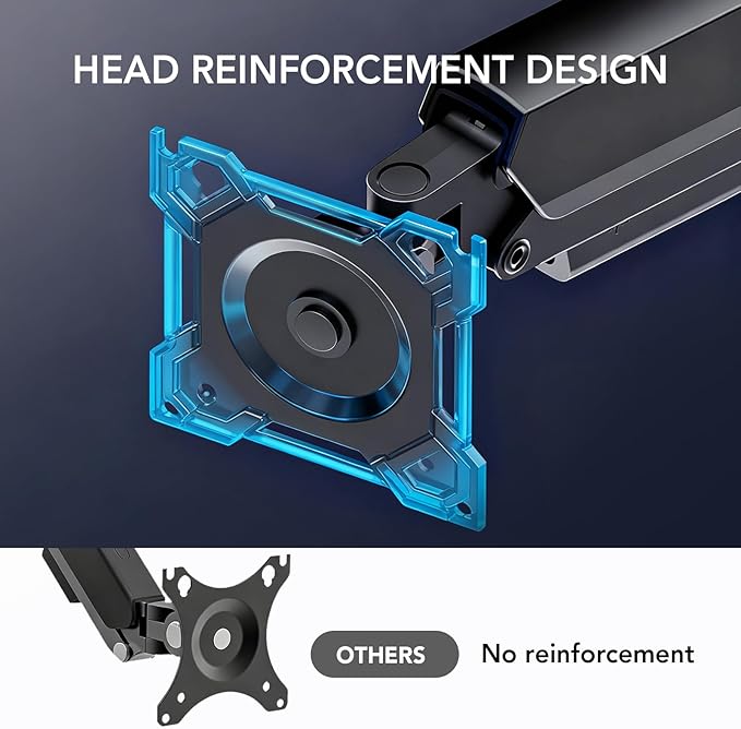 Single Monitor Arm, Monitor Mount for 17-32 inch Screens Gas Spring Adjustable Monitor Stand, Vesa Mount with Clamp and Grommet Aluminum Base - Fits 4.4 to 22lbs LCD Computer Monitors AX09DB01