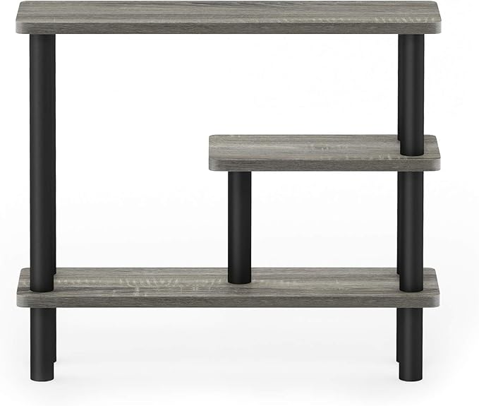 Furinno Turn-N-Tube Slim Space Saving Storage Rack, French Oak Grey/Black