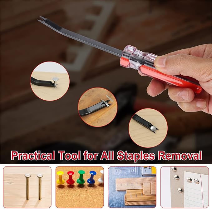 Staple Remover, Staple Puller, Upholstery Tools Staple Lifter, Double Prongs Design, Tack Puller Nail Puller for Removing Various Staples for Furniture, Floor, Wooden Case, Carton, Photo Frame, Carpet