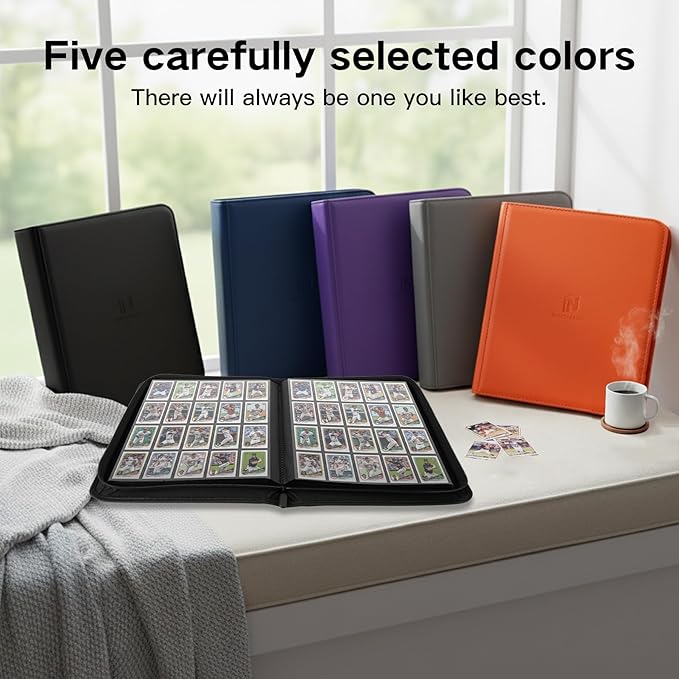 1280+ Cards 20 Pocket Card Binder Collector Card Album Trading Card Binder Ringless Trading Card Album Side Loading Compatible with TCG, Game & Sports Cards (Orange)