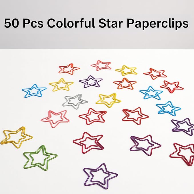 50 Pcs Star-Shaped Paper Clips – Gifts for Star Lovers