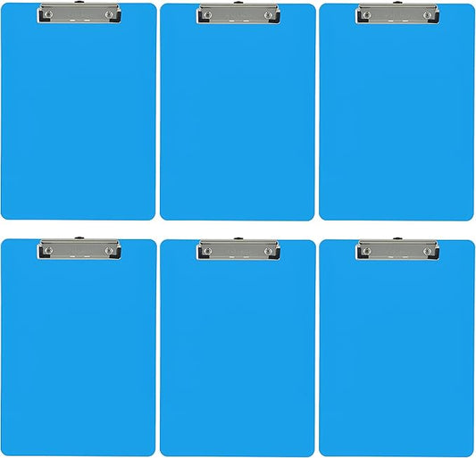 Trade Quest Plastic Clipboard Opaque Color Letter Size Low Profile Clip (Pack of 6) (Light Blue)