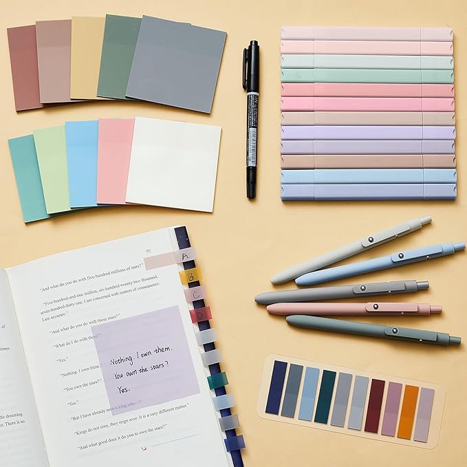 Jutom 38 Pcs Bible Journaling Study Kit for Women, Book Annotation Supplies with Highlighters Pens, Tabs, Sticky Notes, Markers for Christian Office Bible Study Supplies(Earth Tones,Square)