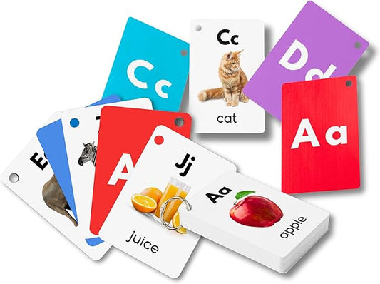 Alphabet Flashcards, 26 Educational Double-Sided Flashcards, A-Z Letters of The Alphabet, Perfect for Kids Toddlers