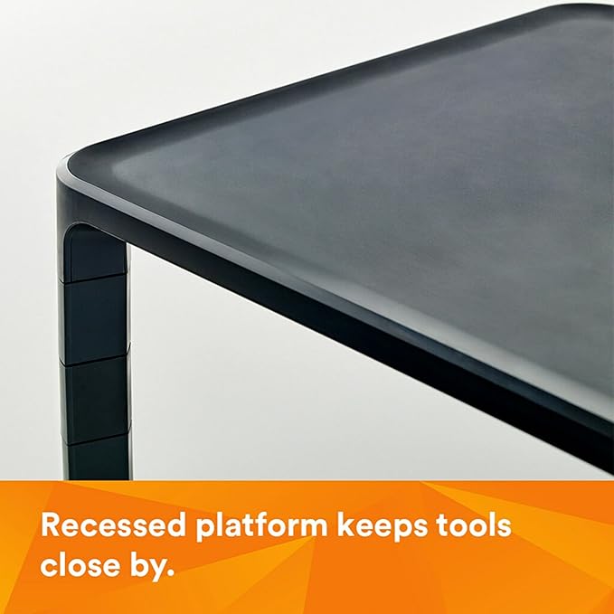 3M Adjustable Monitor Stand for Monitors and Laptops, Three Leg Segments Simply Adjust Height from 1.7" to 5.5", Holds up to 20 lbs, 13.6 in Clearance Between Legs for Storage, Black (MS85B)