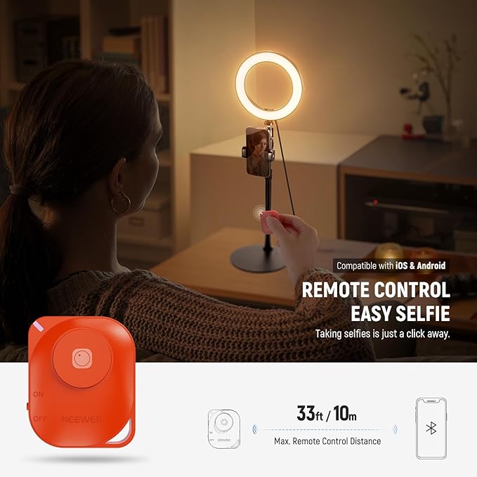 NEEWER 12" 24W High Power Desk Ring Light with Stand/Phone Holder, LED Selfie Video Conference Lighting for iPhone Streaming Makeup Vlog Recording Laptop Computer Webcam Zoom Call Podcast, RH12B