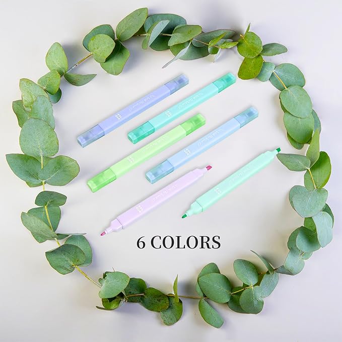 12Pcs Aesthetic Bible Pastel Highlighters and Pens no bleed Assorted Colors Cute Highlighters Double Ended Highlighter for and Office Journal