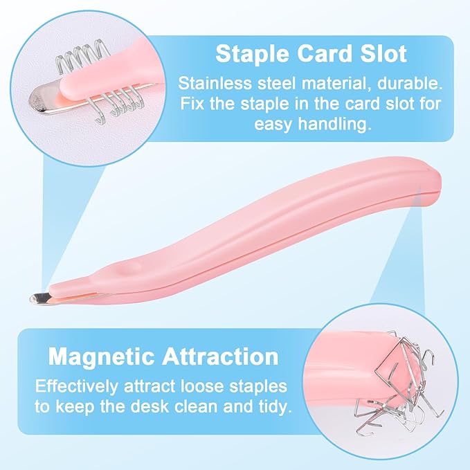 4 Pack Magnetic Staple Remover Tools, Professional Stapler Removers Staple Puller Remover for Classroom, Multicolored Stapler Remover Tool Staple Remover Stick for Home School Office (4 Colors)
