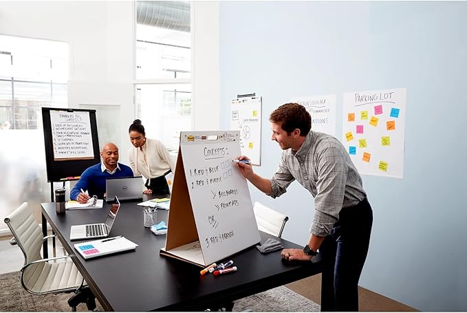 Post-it Super Sticky Portable Tabletop Easel Pad w/ Dry Erase Panel, Great for Virtual Teachers and Students, 20x23 Inches, 20 Sheets/Pad, 1 Pad, Built-in Stand (563DE)