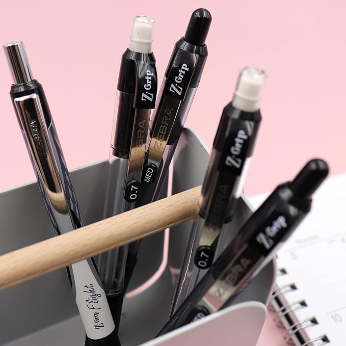 Zebra Pen Z-Grip Writing Set, Retractable Ballpoint Pens and Mechanical Pencils, Medium Point, #2 HB Lead Pencils, Black Ink, School Supplies, Ideal for Note-Taking and Journaling, 18-Pack (24218)