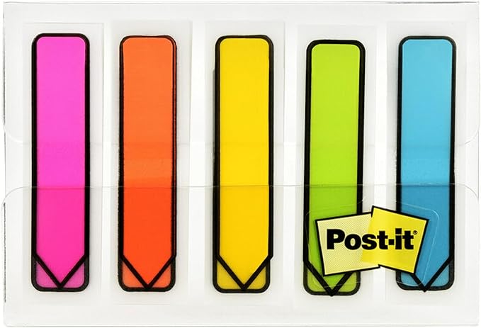 Post-it Arrow Flags, Assorted Bright Colors, 0.47 in Wide, 20 Flags per Color, 100 per Pack, 2 Packs (Total 200 Flags), Ideal for Highlighting and Organizing Documents