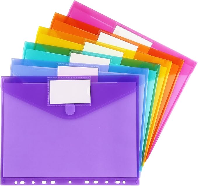 Tamaki 6 Pack Binder Pocket Folders, Binder Folders with Pockets for School Supplies, Letter Size, 11 Holes, Colorful