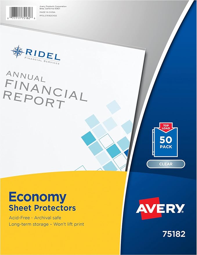 Avery Clear Economy Sheet Protectors, Top Load, 50 Document Protectors (75182)