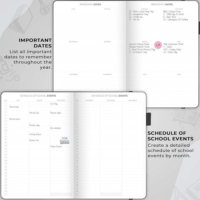 Clever Fox Teacher Planner – School Year Planner with Calendars & Lesson Plans – Book for Classroom & Homeschool Organization, A4 (Black)