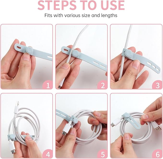 Oligei 100 Pcs Silicone Cable Ties, Cable Ties Reusable, High Elasticity Cord Wraps for Electrical Cords, Cord Organizer for Earphone, Phone Charger(Colorful)