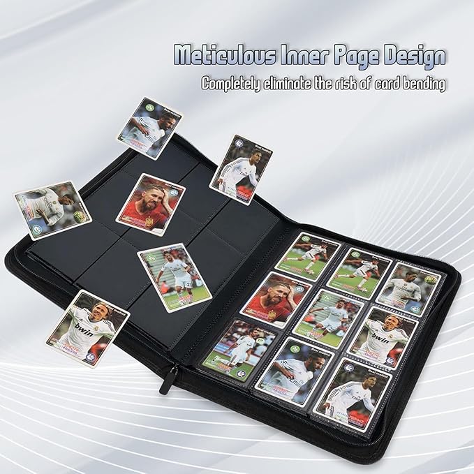 9 Pocket Card Binder - 540 Capacity with Zip Closure Premium, Double-Sided,Sturdy & Sleek PU Leather Protector for MTG, TCG, Sport & Collectible Cards (pink)
