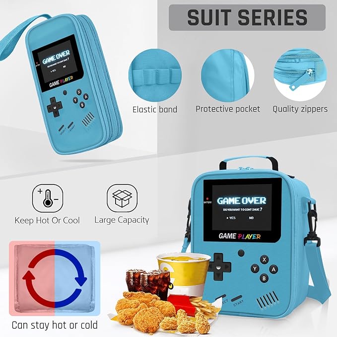 School Backpack for Boys,3pcs Gamer Boys Backpack with Lunch Box Set for Kids Children Teens Elementary Middle School,17" Large Capacity Student Bookbag & Multifunctional Video Game Travel Bag