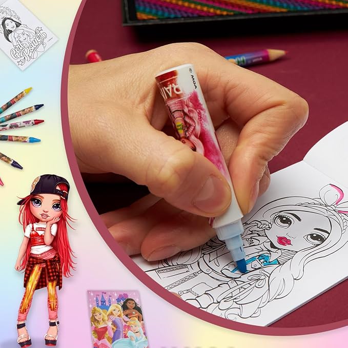 Rainbow High Colored Pencils Art Supplies Kids Drawing Kit Coloring Book Crayons Markers Drawing Pencils Art Kit Travel Case Gifts for Girls