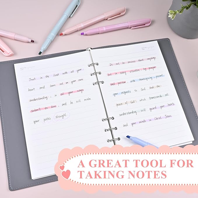 7-ackz Pastel Bible Highlighter Markers 8 Pack, Thin Bible with slight bleeding, Assorted Colors Dry Quickly for Study Journaling, Textbook Motivational Gift for Christians, Friends