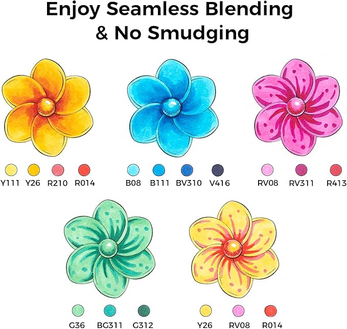 Ohuhu Alcohol Markers Brush Tip, AP Certificated 24 Basic Colors Double Tipped Alcohol Based Art Marker Set for Artist Sketching Adult Coloring Illustration - Brush and Fine Dual Tips - Honolulu B