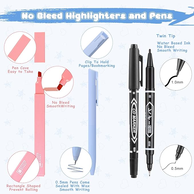31Pcs Bible Journaling Kit, 12 Bible Highlighters, 6 Smooth Writing Pens, 90 Laminated Bible Tabs, Magnetic Bookmarks, Sticky Notes, Bible Study Supplies, Bible Study Kit for Women