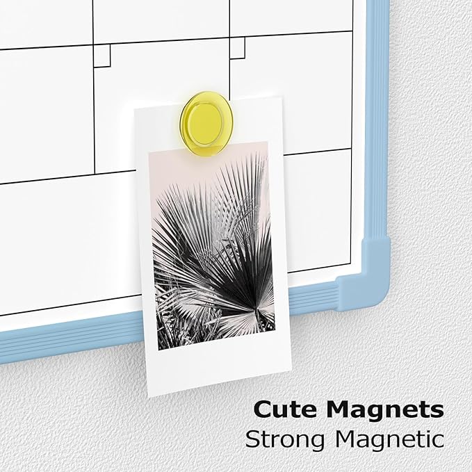 Blue Frame Whiteboard Calendar, 16" x 12" Dry Erase Board Calendar for Wall, Small Monthly Planner for Home, Office, School