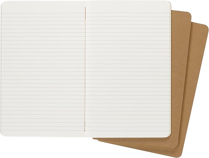 Moleskine Cahier Journal, Soft Cover, Large (5" x 8.25") Ruled/Lined, Black, 80 Pages (Set of 3)