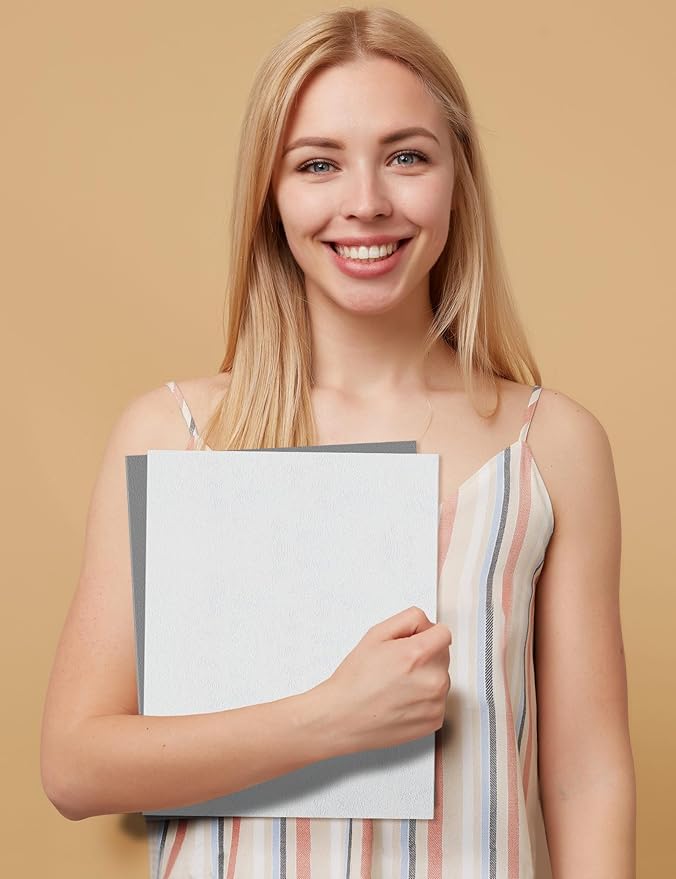 SUNEE Folders with Pockets (25 Pack, White), 2 Pocket Folders Fit Letter Size Paper, Paper File Folder for School Office Home Bussiness
