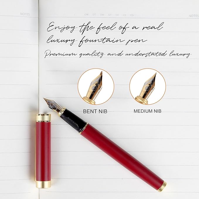 Fountain pen,Luxury pen,Nice pen gift pure copper heavy feel Office Executive Pen Smooth Writing Pens for Men Funcy Pens with Gift Case 10 black cartridges medium nib (Blue)