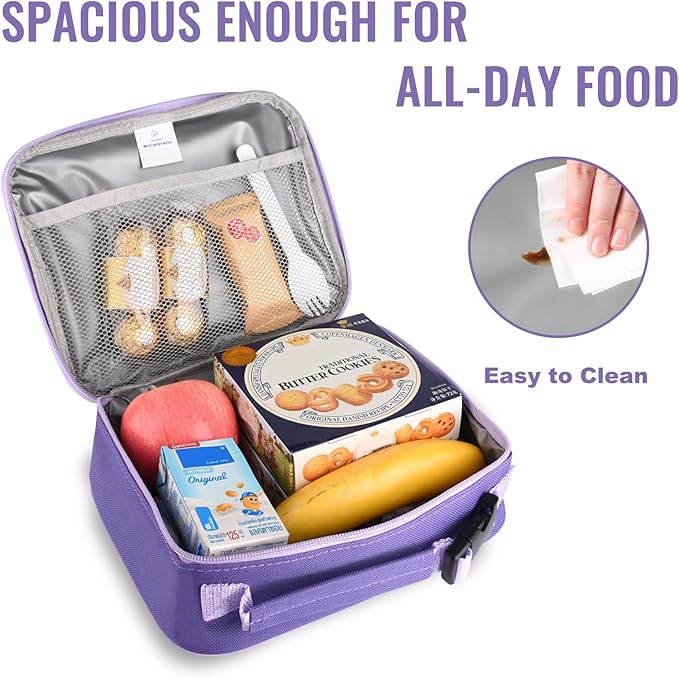 Genteen Lunch Box Lunch Bag for Kids Girls,Insulated Lunch Bag Women,Reusable Lunchbox for School,Work,Outdoor (Purple)