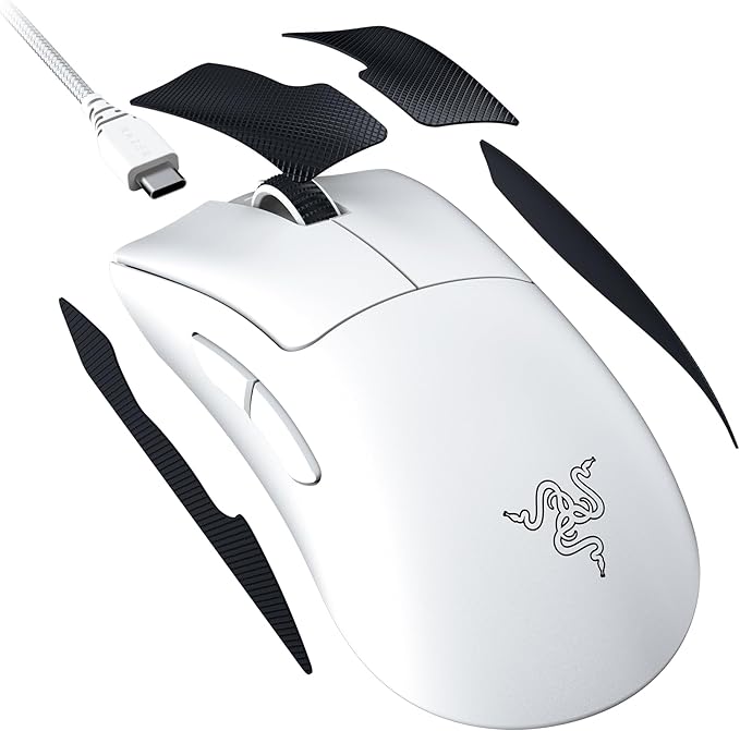 Razer DeathAdder V3 Pro Wireless Gaming Mouse: 64g Lightweight Ergonomic - 30K DPI Optical Sensor - Gen-3 Optical Switches - 8 Programmable Controls - Up to 90 Hr Battery - White