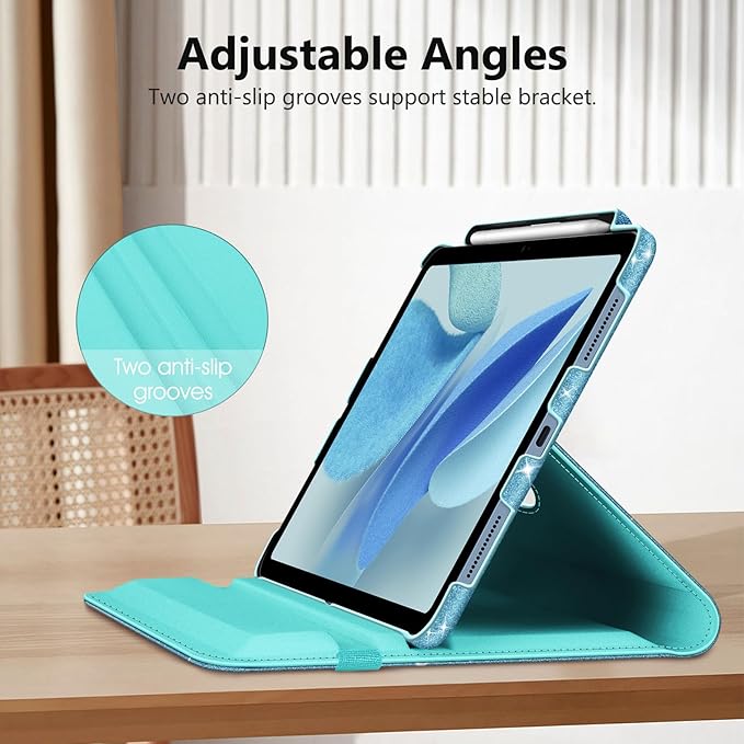 Fintie Rotating Case for iPad (A16) 11th Generation 11 Inch (2025), iPad 10th Generation 10.9 Inch (2022) - [Built-in Pencil Holder] 360 Degree Rotating Protective Stand Cover, Glittering Blue