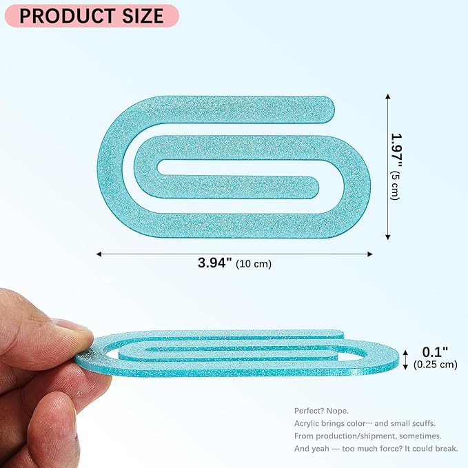 12 Pcs Jumbo Acrylic Paper Clips, 4"x2" Large Plastic Paper Clips, Bright Colors, Classroom & Office Supplies, Back to School Gifts for Students & Teachers, Desk Org & DIY Charms & Accents & Bookmarks
