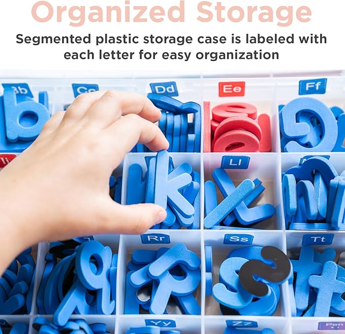 Magnetic Foam Letters for Kids - Classroom Alphabet Letters Kit 284 Pcs with CVC Cards - Classic ABC Board Magnets