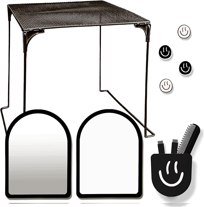 KEYDUACU 11 pcs - Locker Accessories, Locker Decorations Including Mirrors, whiteboards, Magnets and organizing Supplies. Ideal for Back-to-School Essentials and The Office (11 Pcs - Black)