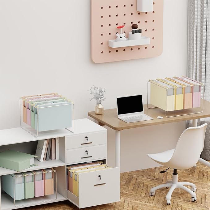 Plastic Extra Capacity Hanging File Folder Letter Size,Expanding Hang Folder with Tab,Heavy Duty 2" Expansion Accordian Pocket,12 Pack Reinforced Pastel Color Filing Cabinet Folders,No Assembly