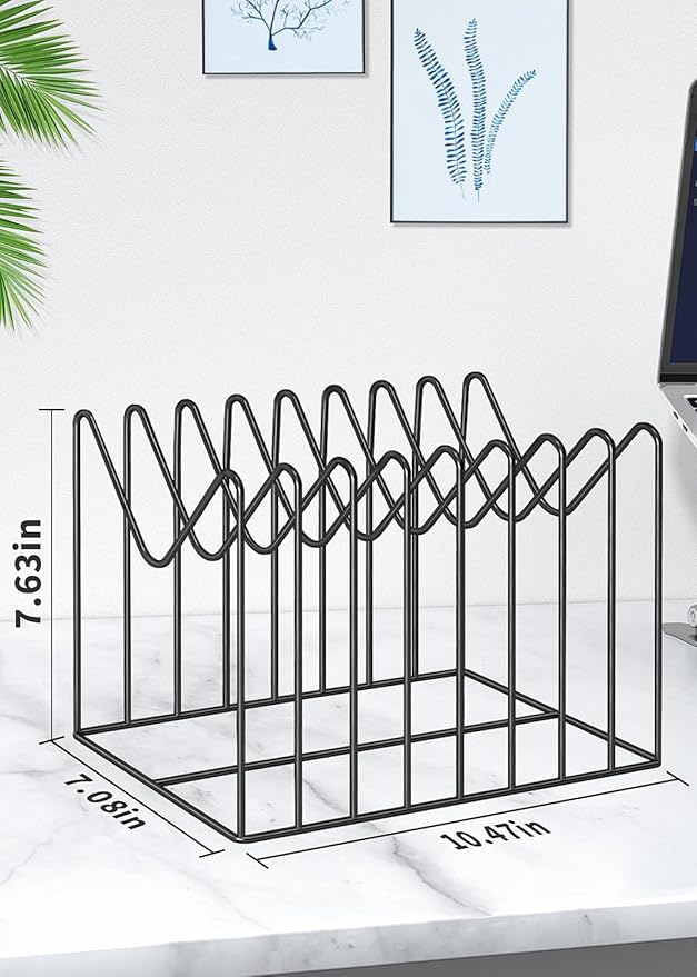 2 Sets File Organizer for Desk,File Sorter Organizer,File Folder Holder/Rack/Stand,Desktop Record/Clipboard Holder,8 Sections Storage,Anti-Scratch/Rusty,Metal Stable Holder,Black