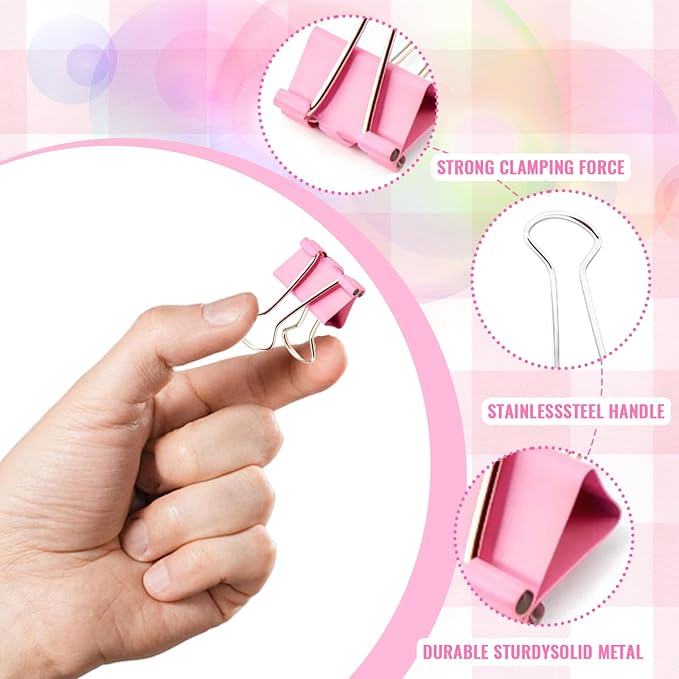 110PCS Colored Binder Clips Assorted Sizes,4 Sizes Large Medium Small Mini Paper Clamps Set, Cute Office Paper Clips for Home School Office Supplies Organizing(Blue, Pink, Yellow, Green)