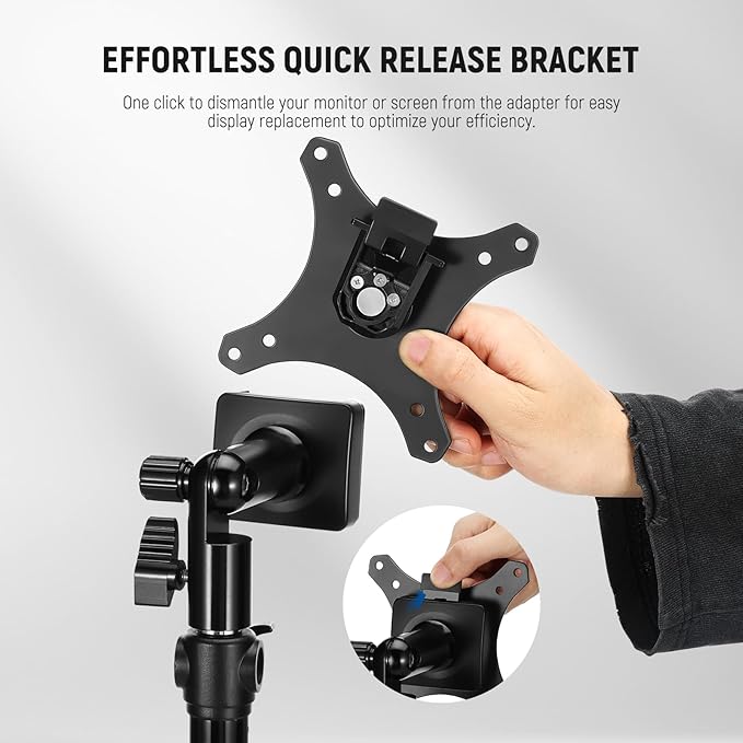NEEWER Monitor Mount Adapter with Quick Release VESA Mount, 270° Adjustable Metal 5/8" C Stand Light Stand Adapter for Impact Screen Outdoor TV up to 17-32", Max Load 17.5lb/8kg, MA010