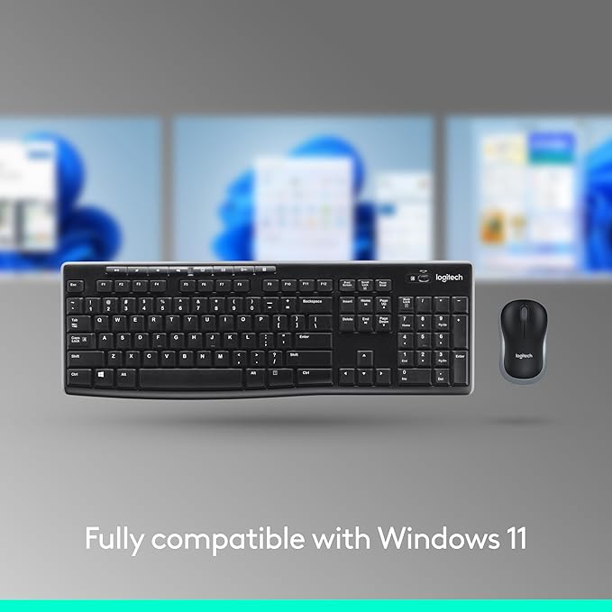 Logitech MK270 Wireless Keyboard and Mouse Combo for Windows, 2.4 GHz, 8 Multimedia Keys, PC, Laptop, Wireless Keyboard Compact Mouse Combo - Rose (Renewed)