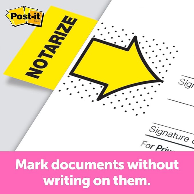 Post-it Notarize Flags, 100 Flags/Pack, 1 in Wide, Yellow (680-NZ2) - 24 Pack, 2400 Total Flags