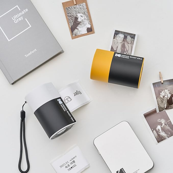 KODAK Memo Shot ERA Kids Instant Digital Camera and Photo Label Printer (Yellow, Camera + 1 Roll)