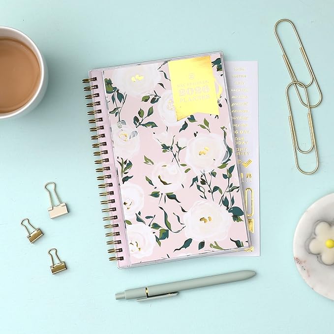 Blue Sky Day Designer 2026 Weekly and Monthly Planner Calendar, January 2026 - December 2026, 5" x 8", Clear Pocket Cover, Durable Twin Wire Binding, Includes Storage Pocket, Stickers, Coming Up Roses